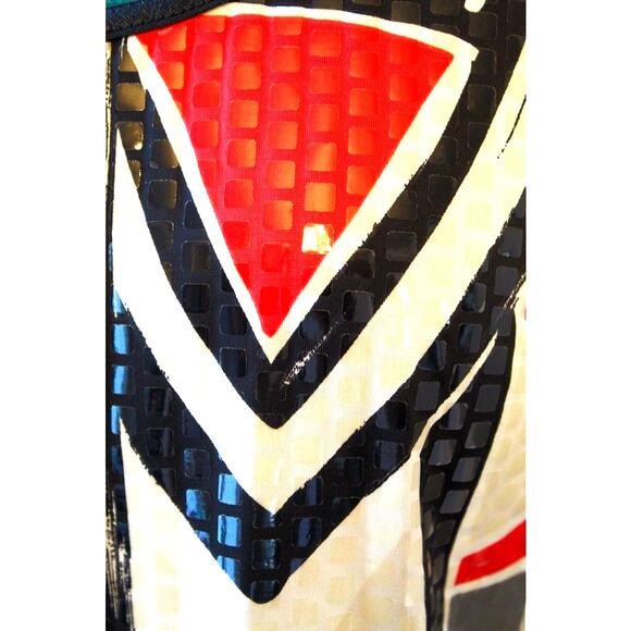 Joseph Ribkoff Art Deco Red, White, Black Geometric Shift Dress– Women’s Size 10 - Picture 3 of 4